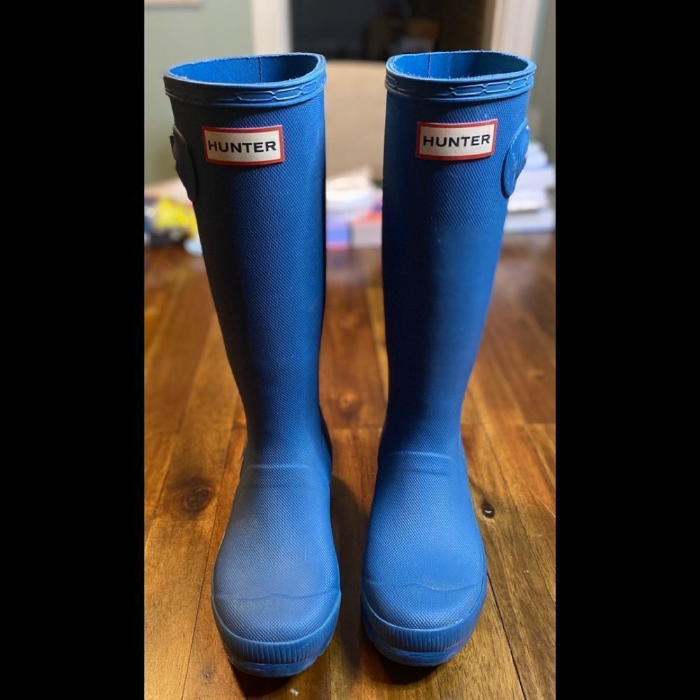 Blue tall Hunter boots size 5